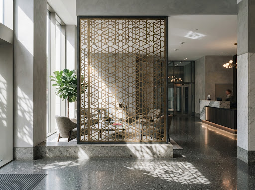 Brass and stainless steel interior divider screens